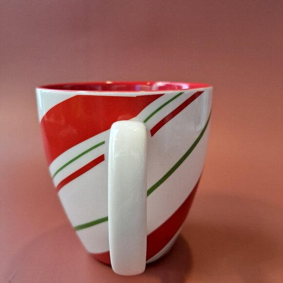 Starbucks Christmas Holiday Mug 2007 Candy Cane Red Green & White Stripes 12 oz. - Picture 3 of 10